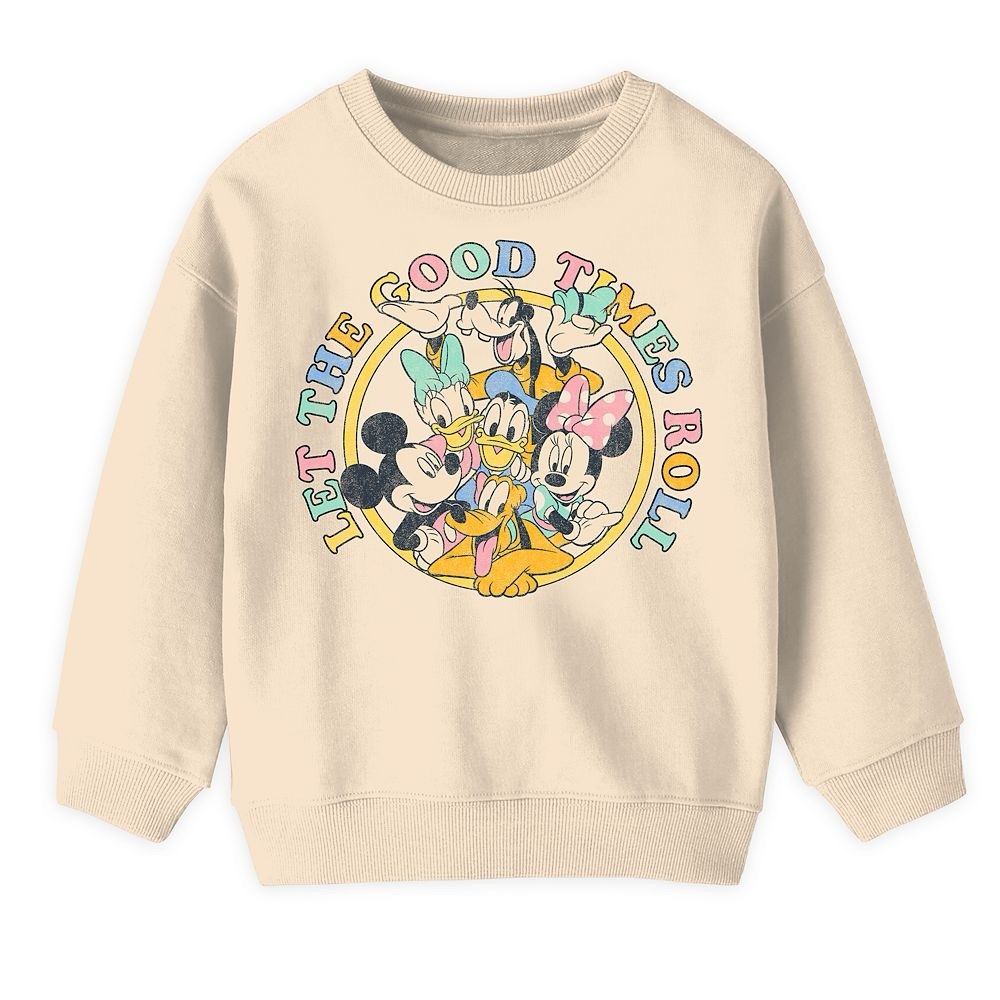 Disney Let The Good Times Roll Mickey Mouse and Friends Off White Sweatshirt